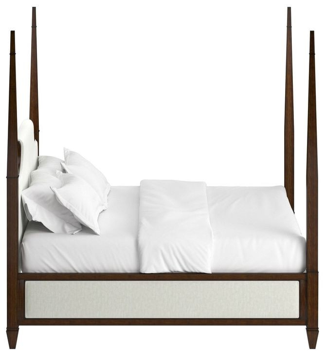 Eave Brown and White Upholstered King Poster Bed