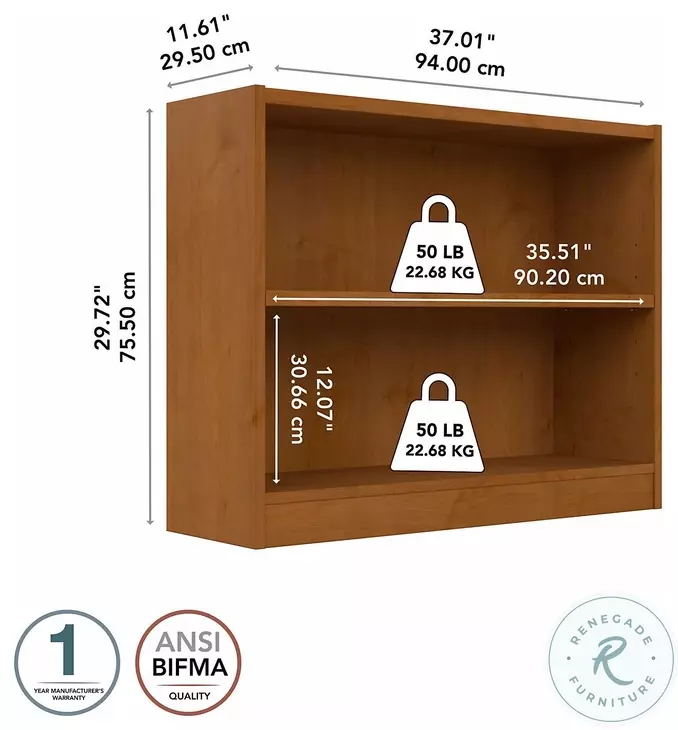 Universal Natural Cherry Small 2 Shelf Bookcase