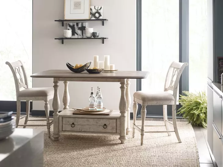 Homestead Pine Cornsilk Upholstered Kendal Counter Height Chair Set of 2