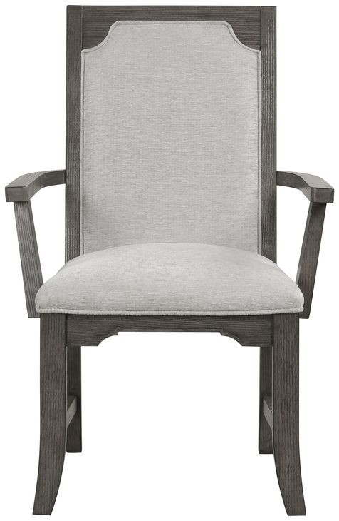 Lisbon Gray Upholstered Dining Arm Chair Set of 2