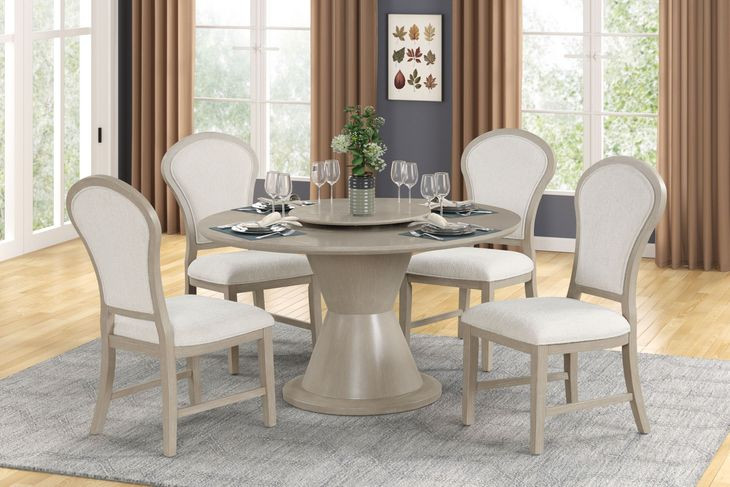 Gwendolyn Cerused Taupe 54" Round Dining Table
