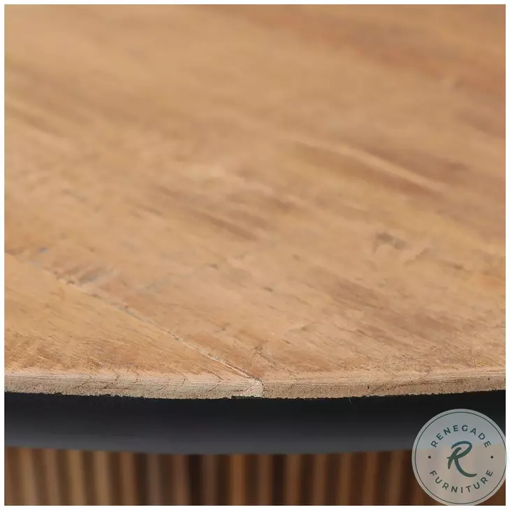 Dabne Natural Wood Wash And Black Round Dining Table