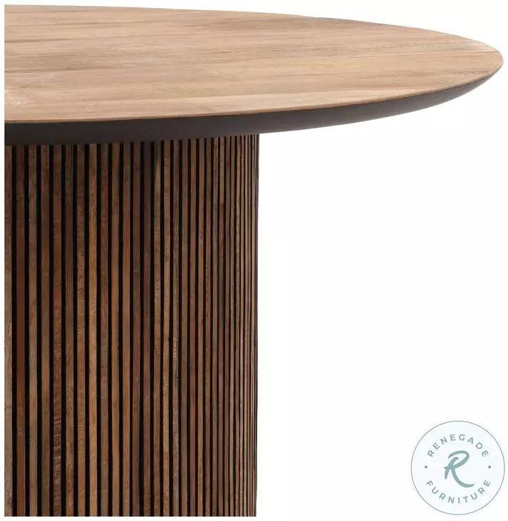 Dabne Natural Wood Wash And Black Round Dining Table