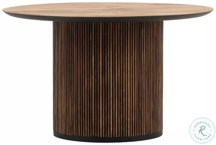 Dabne Natural Wood Wash And Black Round Dining Table