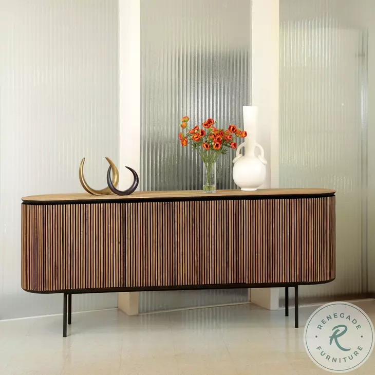 Dabne Natural Wood Wash And Black Sideboard