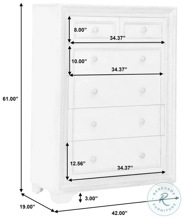 Luciana Semi Transparent Creamy White Panel Bedroom Set