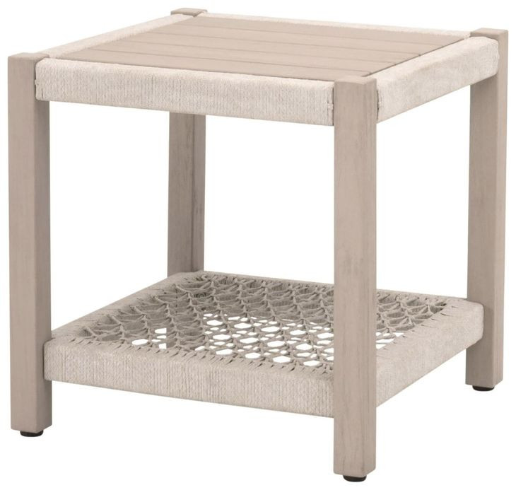 Wrap Beige Square Outdoor End Table