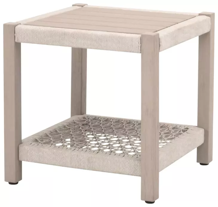 Wrap Beige Square Outdoor End Table