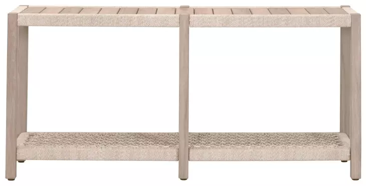 Wrap Oat and Washed Ever Teak Outdoor Rectangular Console Table