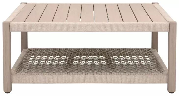 Wrap Oat and Washed Ever Teak Outdoor Square Coffee Table