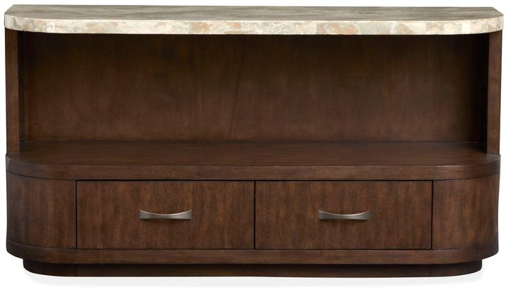 Mcpherson Burnt Umber Demilune Marble Top Sofa Table