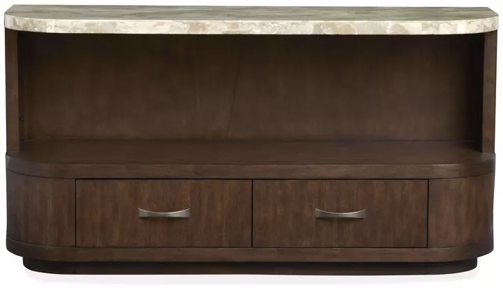 Mcpherson Burnt Umber Demilune Marble Top Sofa Table