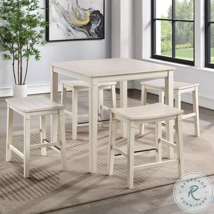 Westlake Weathered Ivory 5 Piece Counter Height Dining Set