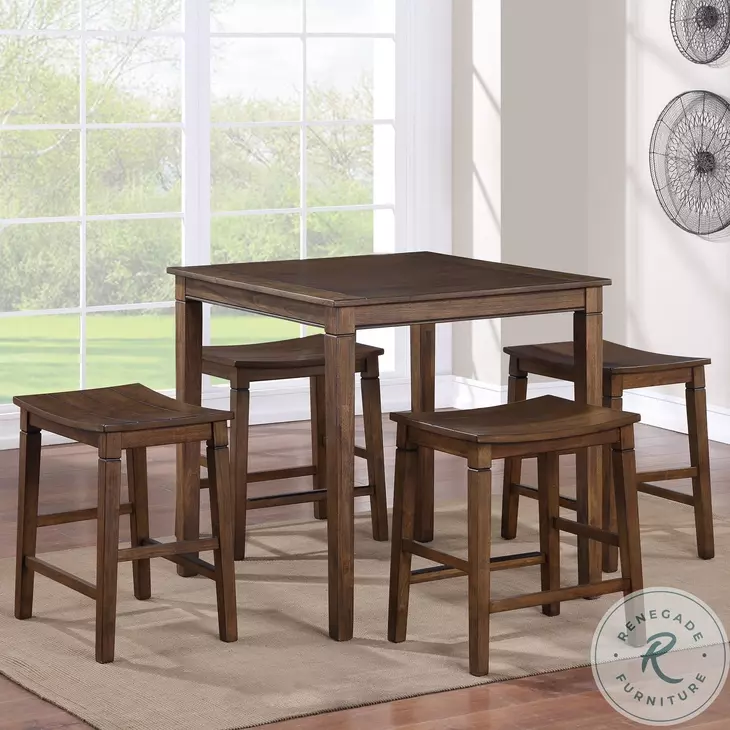 Westlake Brown 5 Piece Counter Height Dining Set