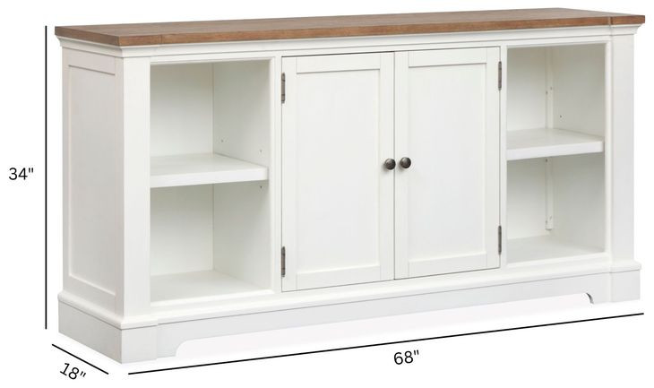 Crownfall Whisper White and Cerused Nutmeg 2 Door Credenza