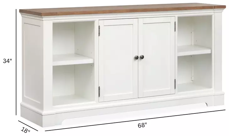 Crownfall Whisper White and Cerused Nutmeg 2 Door Credenza