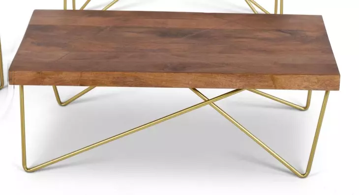 Walter Warm Pine And Brass Cocktail Table