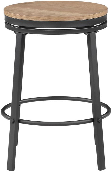 Magnolia Light Brown 24″ Backless Swivel Counter Height Stool Set of 2