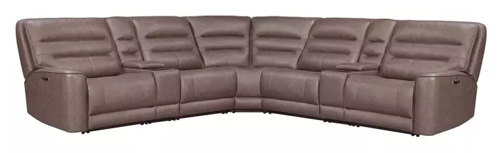 Lawson Sydney Brunette 7 Piece Modular Zero Gravity Power Reclining Sectional with Adjustable Headrest and USB Charging