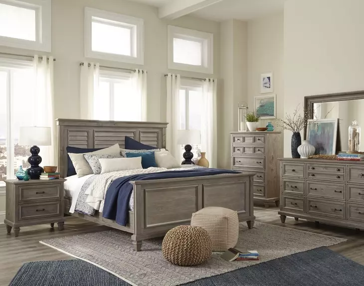 Lancaster Dovetail Gray 9 Drawer Dresser with Rectangular Mirror
