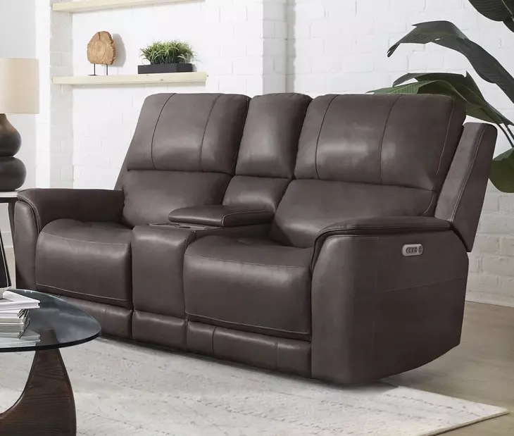 Eldridge Steamboat Brown Leather 76" Zero Gravity Power Reclining Loveseat with Console and USB Charging