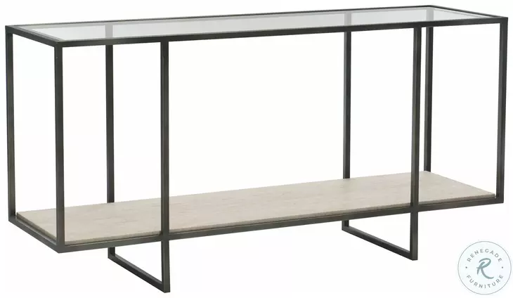 Harlow White Travertine And Bronze Square Occassional Table Set