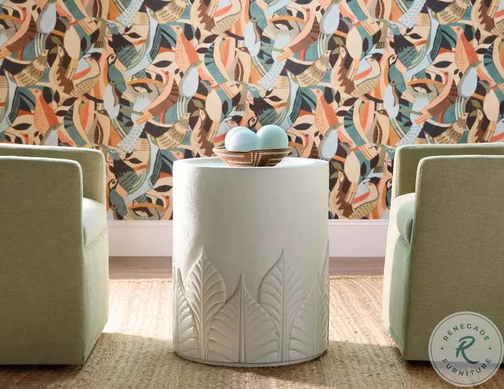 Commerce And Market White Plaster Amelia Round End Table
