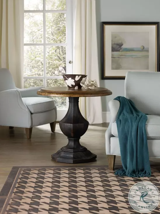 Sanctuary Antiqued Black And Coffee Round Accent Table
