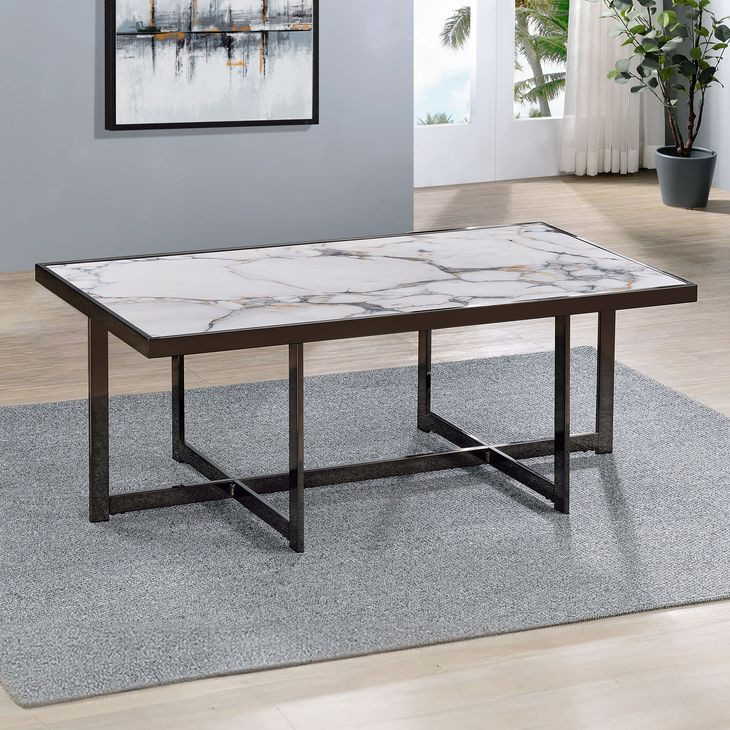 Kayley White Rectangular Sintered Stone Ocassional Table