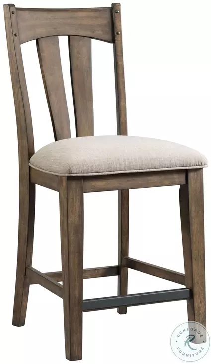 Whiskey River Gun Powder Gray Splat Back with Cushion Seat Bar Stool Set of 2