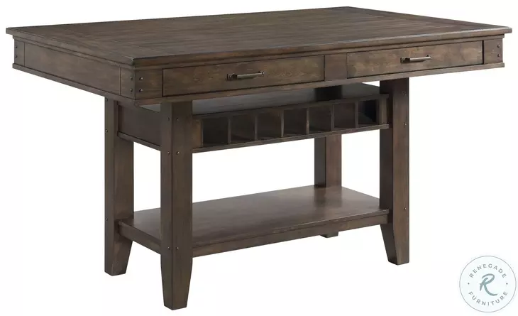 Whiskey River Gun Powder Gray Counter Height Kitchen Island