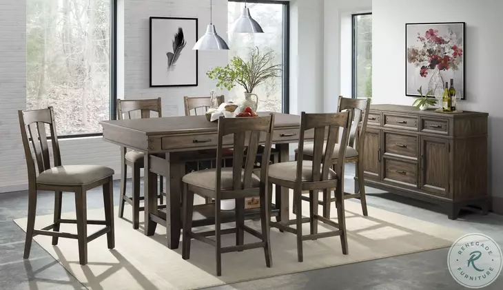 Whiskey River Gun Powder Gray Counter Height Kitchen Island