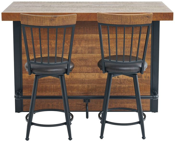 Tyler Brown 60" Rectangular Bar Table and Counter Height Stool Set of 3