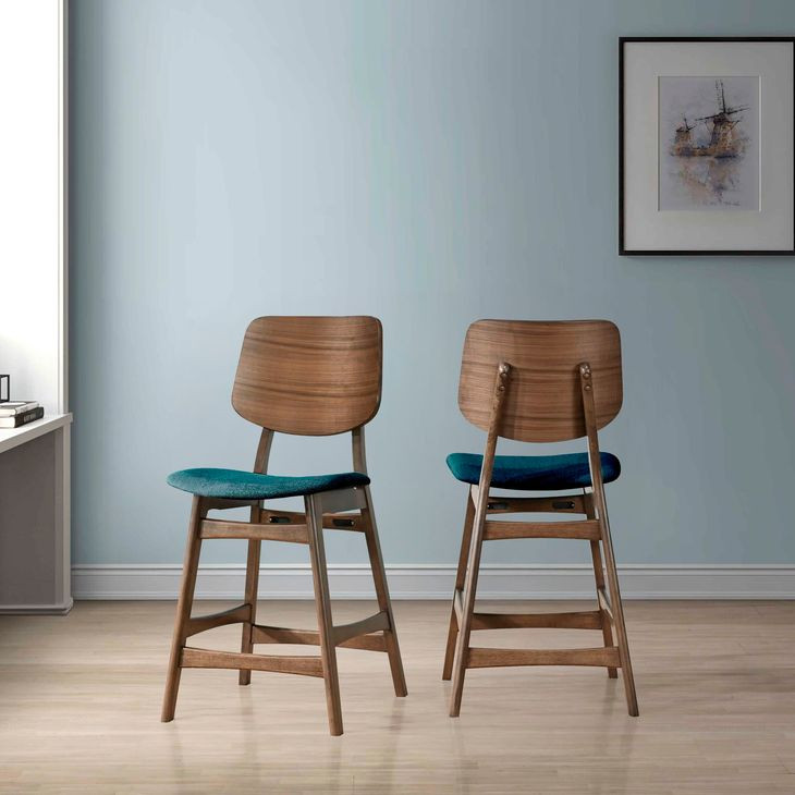 Oscar Teal Upholstered Counter Height Chair Set of 2
