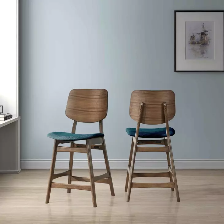 Oscar Teal Upholstered Counter Height Chair Set of 2