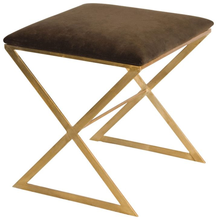 X Side Brown and Gold Stool