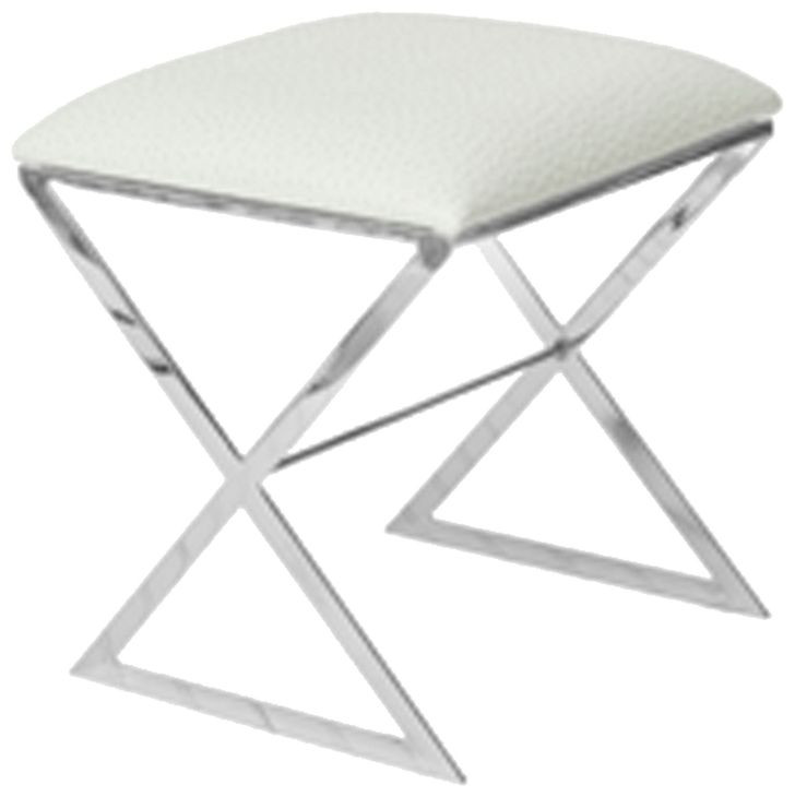 X Side White and Silver Stool