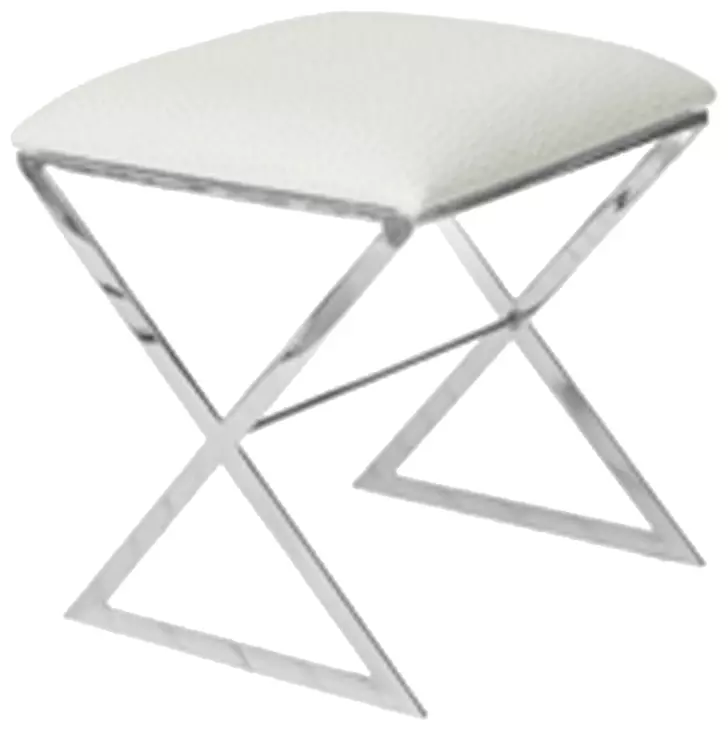X Side White and Silver Stool