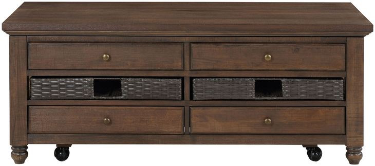 Oliver Brown Rectangular Lift Top Cocktail Table with Casters