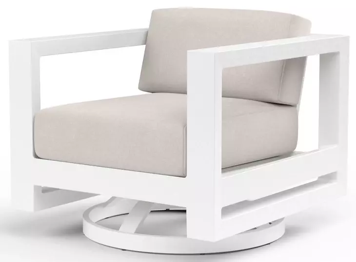 Newport Canvas Natural Upholstered Outdoor Swivel Club Chair