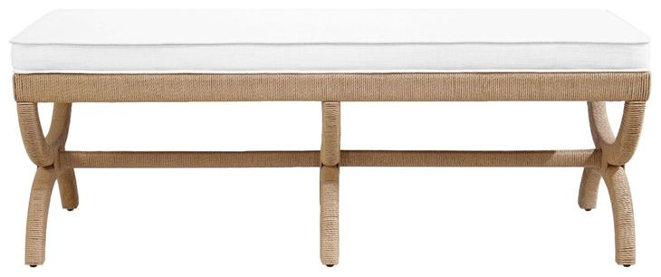 Xanadu Brown and White Performance Fabric 53" Bench