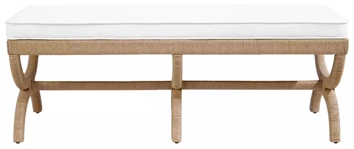 Xanadu Brown and White Performance Fabric 53" Bench
