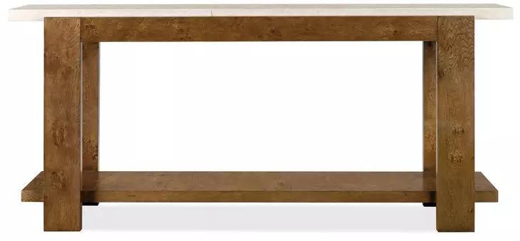 Melange Rich Golden Brown and White Rectangular Marble Top Mulholland Console Table