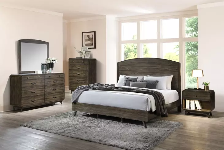Rex Walnut Panel Bedroom Set