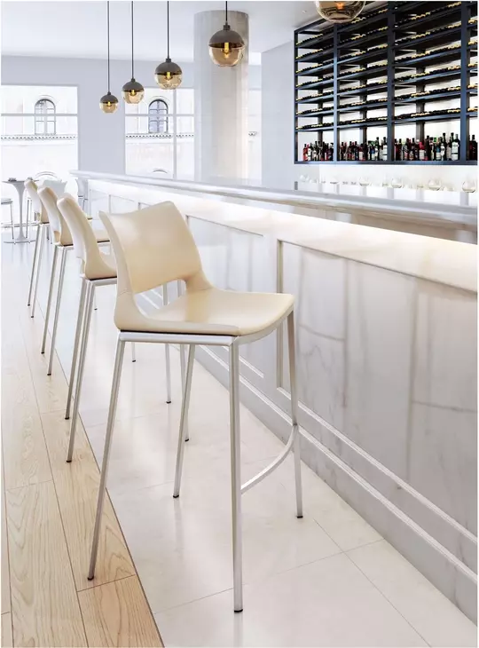 Ace Light Pink And Brushed Stainless Steel Bar Stool Set Of 2