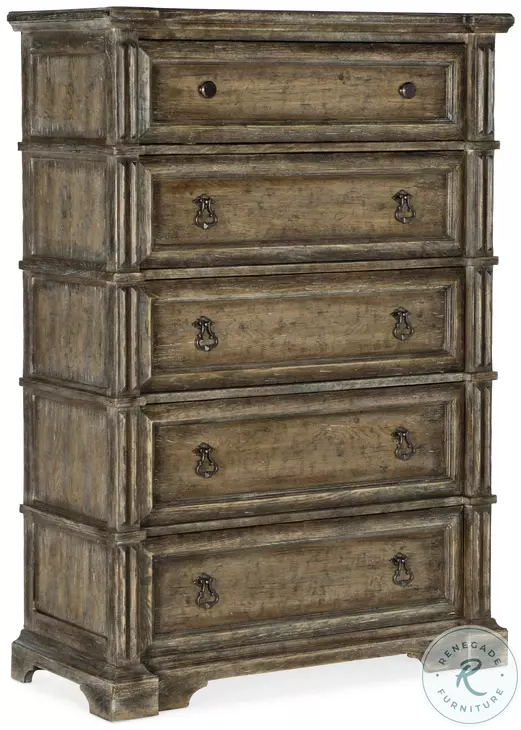 Savannah Medium Wood Tone Ross Five Drawer Chest