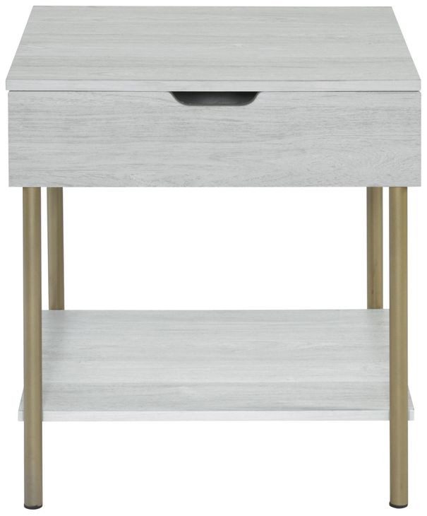 Whitman White And Champagne Square End Table