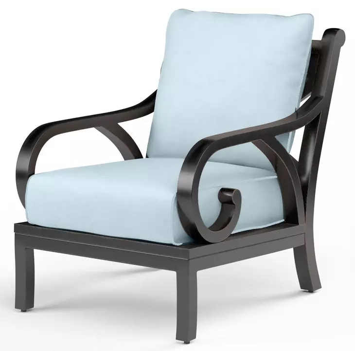 Monterey Canvas Skyline Upholstered Outdoor Club Chair with Self Welt
