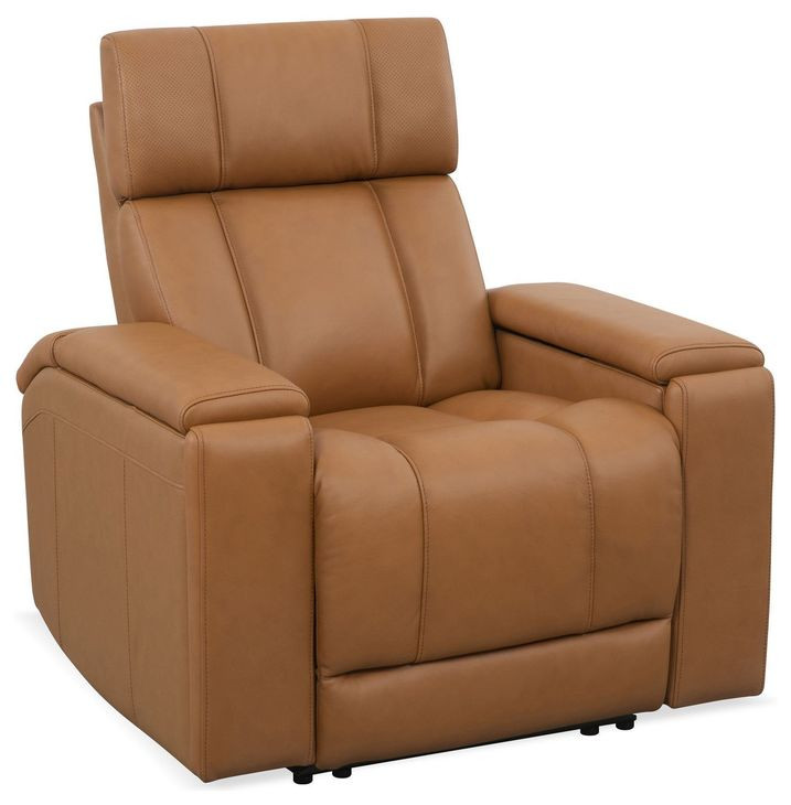 Phoenix Autumn Caramel Leather Zero Gravity Power Recliner with LED and USB Charging