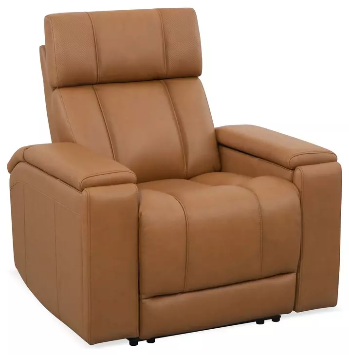 Phoenix Autumn Caramel Leather Zero Gravity Power Recliner with LED and USB Charging